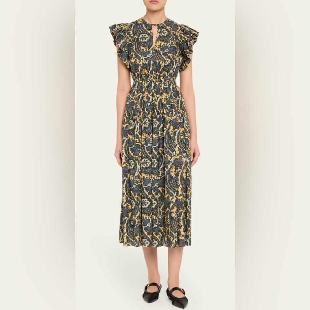 Ulla Johson Kairi Flutter Sleeve Midi Dress Size 2 - NWT
